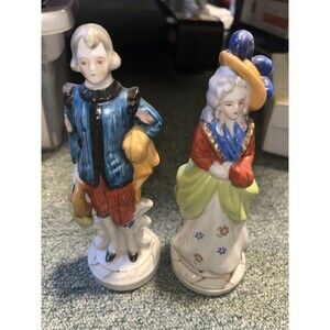 Vintage Occupied Japan Pair of 2 Victorian Porcelain Figurines